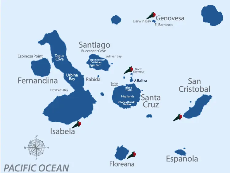 Frigatebird Galapagos Islands Map